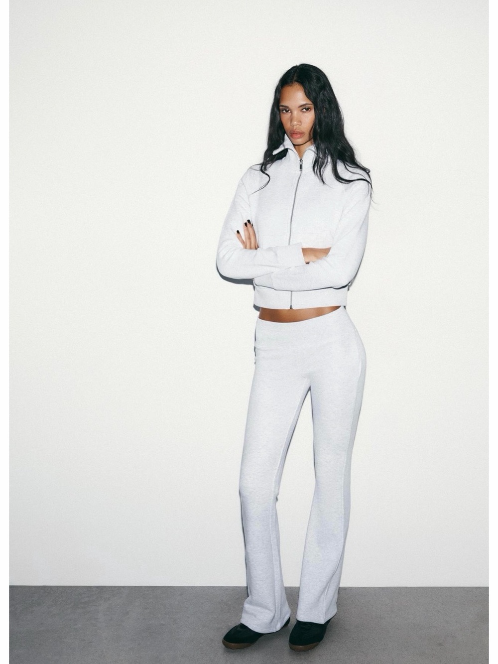 Zara Zippered Plush Jacket & Flare Fleece Pants